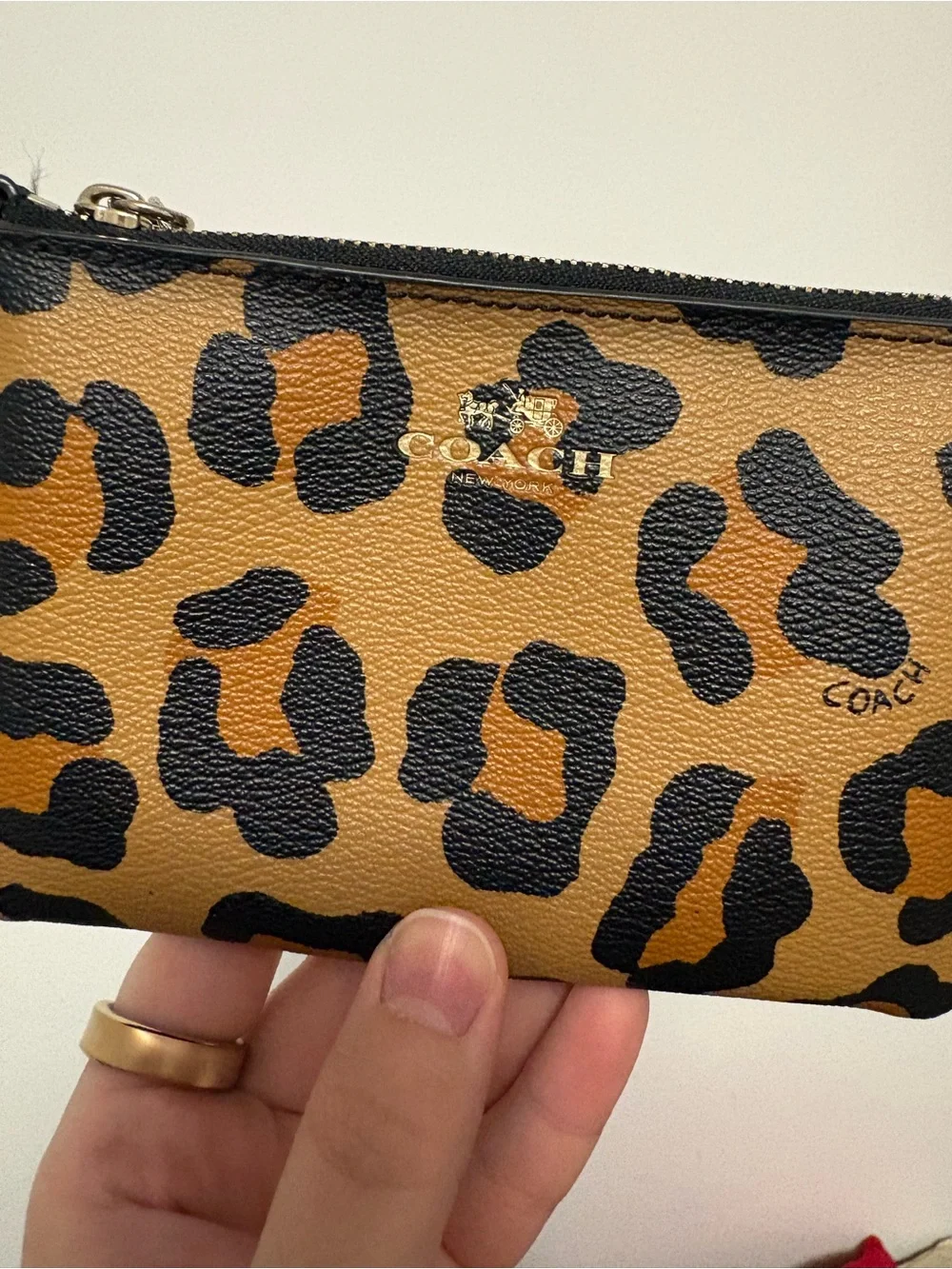 Coach Corner Zip Leopard Wristlet - Picture 3 of 8